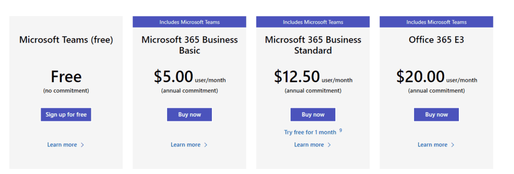 teams pricing