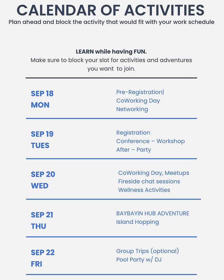 workation siargao philippines 2023 schedule