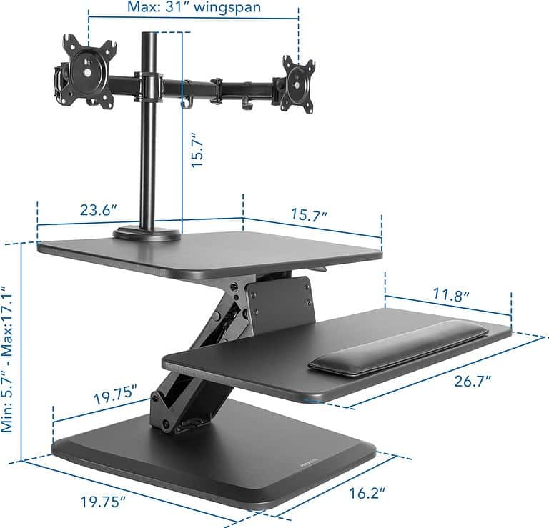 Mount-It! Standing Desk Converter size